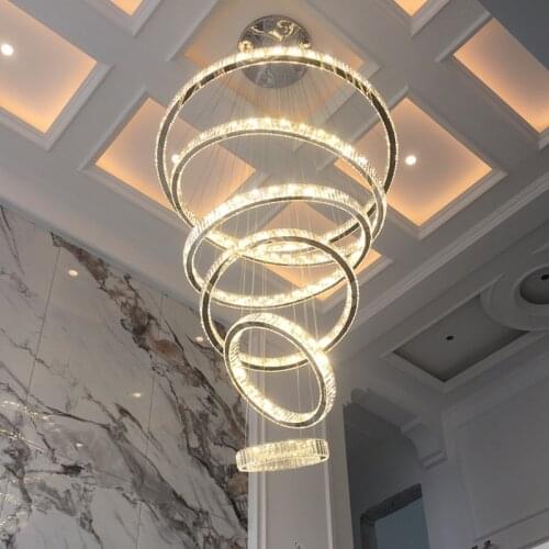 YOOGEE Modern Led Crystal Chandelier for Living room villa luxury Staircase Lamp Loft Large Home Decor Light Fixture