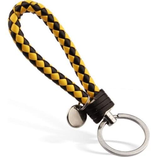 Bag Keychain Woven Leather Rope Key Chain Handmade Keyring Pendant Car DIY For Men and Women Handbag Gift Jewelry Accessories