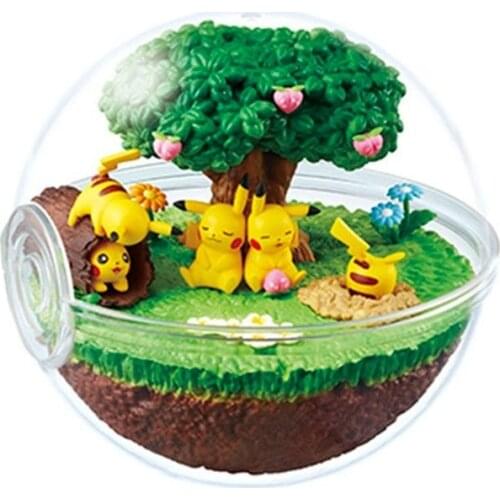 TAKARA TOMY Cute Anime Pikachu in the Sunny Forest Ball Pokemon Figure Model Toys with Action Gifts
