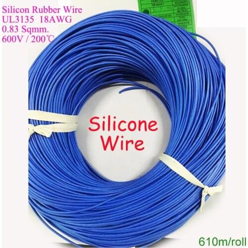 UL3135 18AWG Silicone Rubber Electric Wire,Wearable and 200 Celsius high temperature resistable 600V Soft Flexible Cable DHL
