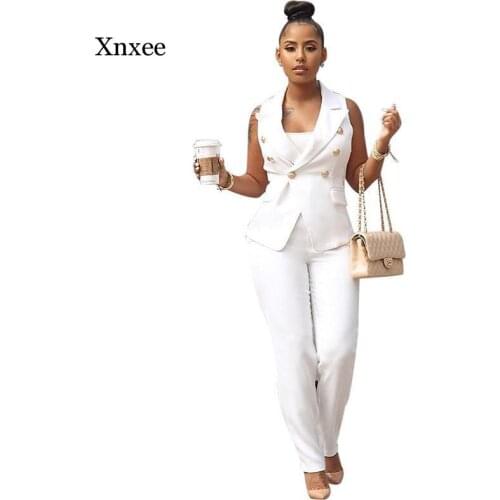 Spring and Autumn Womens Suit Sleeveless Suit Pencil Pants Set Two-Piece Office Ladies Suit Uniform Small Suit Vest Top
