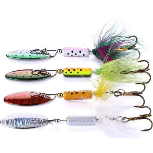 Rotating Spinner Fishing Lures 3.5g Spinnerbait Arttificial Hard Trolling Lure with Treble Hook for Bass Pike Tackle