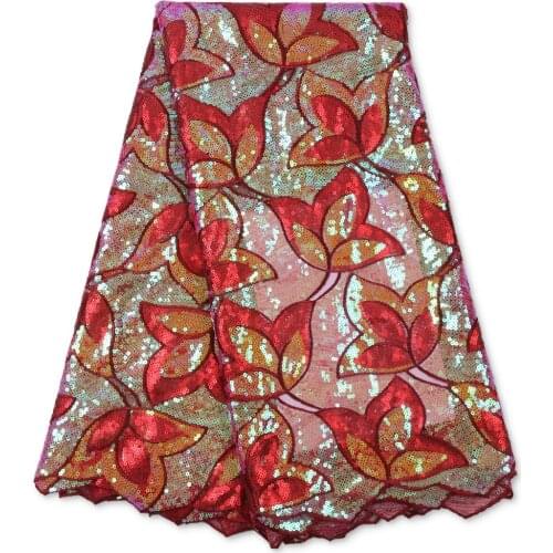 XIYA 2021 African Lace Fabric High Quality French Sequins Mesh Tulle Lace Fabric Nigerian Lace Fabric 4060B-1