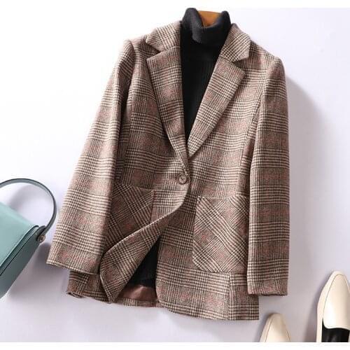 Plaid suit women 2021 spring and autumn college small fragrance Korean style loose short casual fashion woolen coat