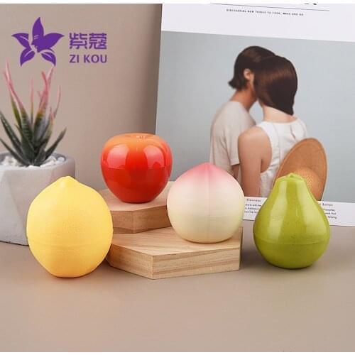 1pcs/Delicate Fruit Shape Plastic Peach Pear Lemon Apple Cosmetics Jar Free Shipping Empty Cosmetic Containers Travel Portable
