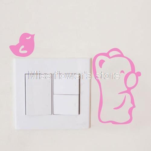 1 PCS Colorful Waterproof Cartoon Cute Animals Switch/Socket Stickers-childrens Room/Parlor/Bedroom Wall Stickers