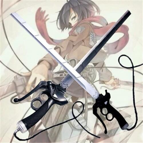 2 Style Cosplay Attack On Titan Mikasa Double Knife Ackerman Sword RivaMika LeviMika Role Playing Mikasa PU Prop Weapon 95cm