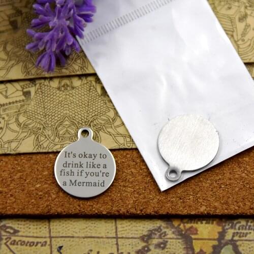 20pcs--stainless steel charms"Its okay to drink like a fish if you're a Mermaid"5 style for choosing DIY Charms Pendants