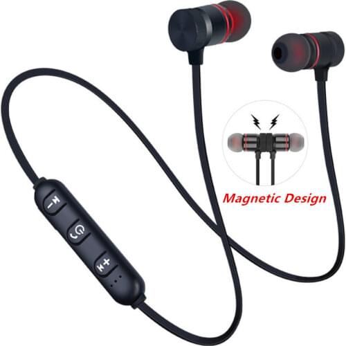 5.0 Bluetooth Sports Neckband Headphones Magnetic Wireless earphones Stereo Music Metal Headphones With Mic For xiaomi All Phone