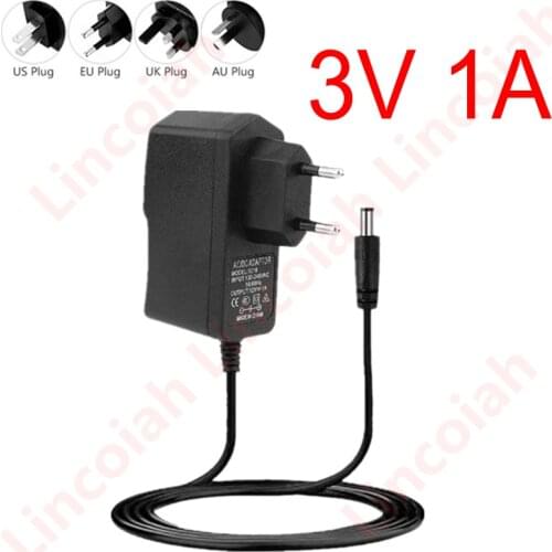 AC 100-240V DC 3V 1A 1000ma power Adapter Converter Adaptor 3 V Volt Charger Power Supply EU Plug 5.5mm * 2.5mm(2.1mm)
