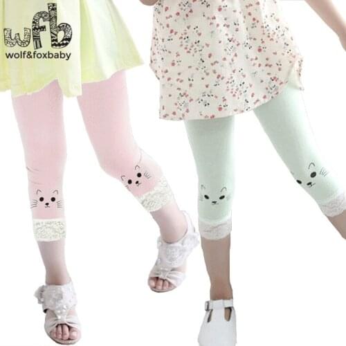 Retail children 2-8 years old children summer fashion children leggings cute kittens girl pants