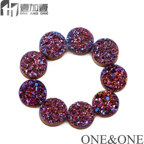 EYIKA wholesale Beads Flat Round 4/6/8/10mm natural Drusy Quartz Cabochons Druzy DIY stone for jewelry earring making supplies