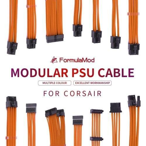 FormulaMod CORSAIR Fully Modular PSU Cable Kit, 18AWG Sleeved, Kit For Corsair Modular PSU, Fm-BZXZ [Please check compatibility]