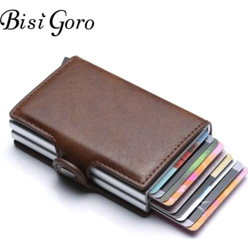 BISI GORO Business Credit Card Holder Wallet Unisex Metal Blocking RFID Wallet ID Card Case Aluminium Travel Purse