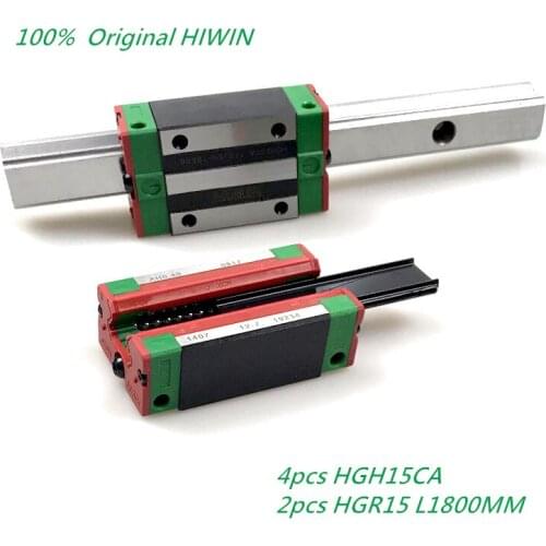 2pcs 100% Original HIWIN HGR15 L1800mm linear guide rails with 4pcs HIWIN HGH15CA linear carriage blocks