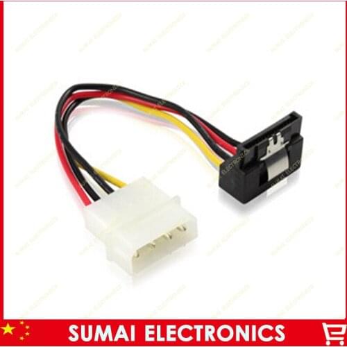 Elbow SATA power cable large mouth 4P SATA cable power cord Angle with card buckle serial hard disk power port Free shipping