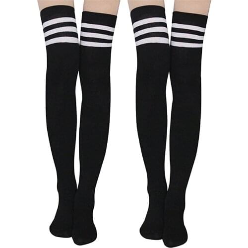 BOHOWAII Fashion Women Stockings High Quality Thick Striped Sexy Knee Socks Schoolgirl Cheerleader Kousen