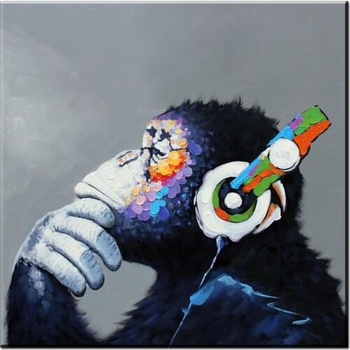 Xdr412 1pc Picture Modular Canvas Oil Painting Animal Picture Monkey Wearing Headphones Prints Art Home Deco Poster