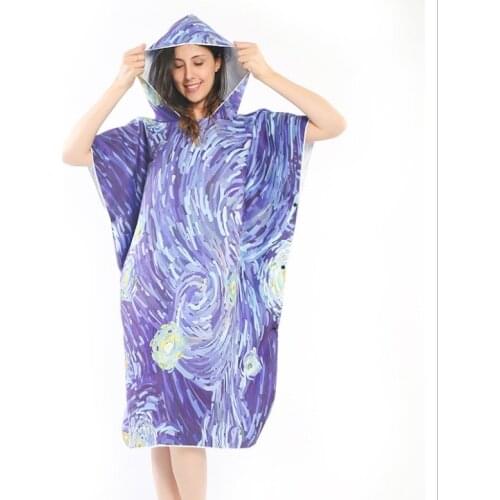 New printed Microfiber Wetsuit Robes Cape Hooded Poncho Quick Drying Swimming Hooded Towel Beach Surfing Towel
