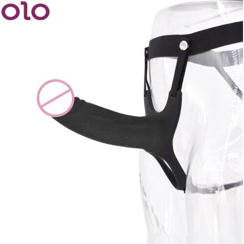 OLO Strap On Realistic Dildo Hollow Dildo Pant 4cm Strapon Harness Realistic Belt Penis Sleeve Enlarger Sex Toys for Man Couples