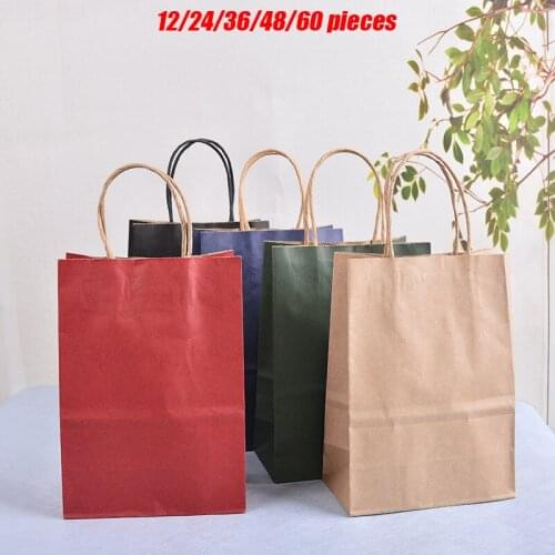 Wholesale Gift Bag Kraft Packaging Handle Paper Storage Bag for Wedding Candy Favor Bag With Handle Gift Packing Bag Christmas