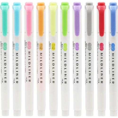 Zebra Mildeliner WKT7 Highlighter Pen Double Head Fluorescence Marker Pens Coloring Text Paper Student School Markers Office