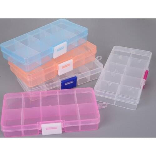 Detachable 12.8cmx6.5cmx2.2cm 10 Sell Plastic Storage Box Easy To Carry Adjustable Jewelry Storage Box Case Organizer Beads