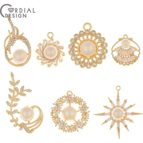 Cordial Design 10Pcs Jewelry Accessories/CZ Charms/Hand Made/Imitation Pearl/DIY Earrings Making/Genuine Gold Plating/Pendant