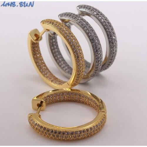 MHS.SUN Gold/Silver Color Hoop AAA Zircon Earing Women Jewelry Round Circle Earrings For Female Wedding Party Brinco Gift Newest