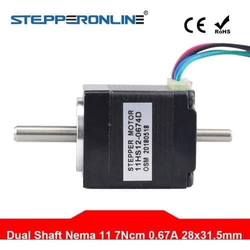 Dual Shaft Nema 11 Stepper Motor 1.8deg 7Ncm(9.94oz.in) 0.67A 4-lead Step Motor for DIY CNC 3D Printer Motor
