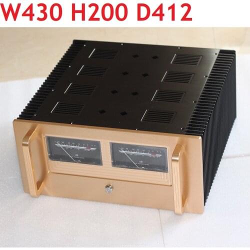 Dual VU Meter Hi-end Rear Class A Power Amplifier Chassis DIY Aluminum Music Audio Enclosure D412 W430 H200
