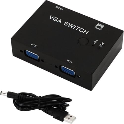 VGA Switch 2 In 1 Out 2 Port VGA Switch Adapter Splitter For Home Audio and Video, Game Console, Set-Top Boxes