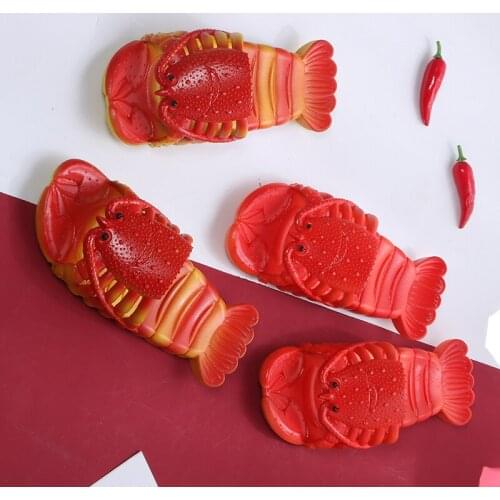 Women Summer Shoes Funny Large Size Flat Beach Slipper For Women Funny Lobster Slippers Couple New Arrivals Non-slip 35-44 Size