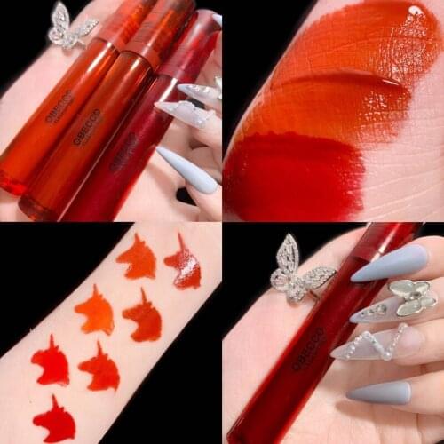 1PC Moisturizing Lip Glaze Transparent Velvet Glass Toot Lip Light Feeling Lipstick Easy To Color Sexy Hydrating Lip Gloss