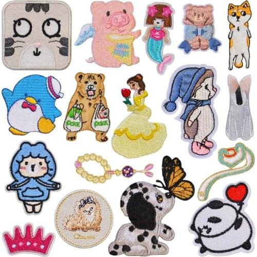 1PCS Cartoon Animal Iron On Patches Sewing Embroidered Applique for Jacket Clothes Stickers Badge DIY Apparel Accessories
