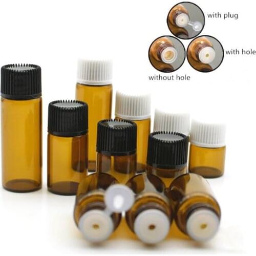 100pcs 1ml/2ml/3ml/5ml Empty Dram Amber Glass Essential Oil Bottle Thin Glass Small Amber Perfume Oil Vials Sample Test Bottle