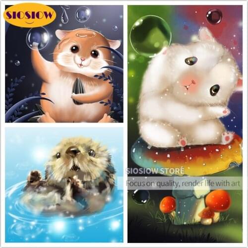5D DIY Diamond Painting Full Square Cartoon Hamster Daimond Mosaic Embroidery Rhinestones Crystal Home Decor Children Kids Gifts