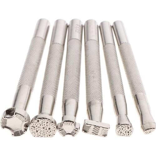6Pcs 6 Styles Shape Leather Stamp Punch Set Saddle Making Tools