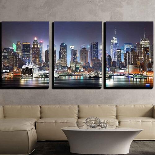 Full Square round drill 5D DIY Diamond embroidery New York city night Diamond Painting Cross Stitch Rhinestone Mosaic Triptych