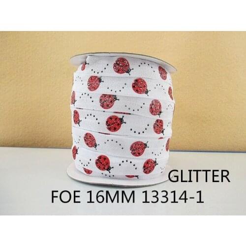 5/8'' glitte ladybug pattern elastic foe ribbon diy headwear garment headbands accessories,50Y13314