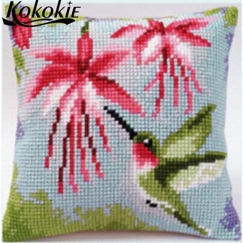 Throw pillow case cross stitch cushion embroidery bird printed pillowcase Embroider Needlework kits fabric material cushion mat