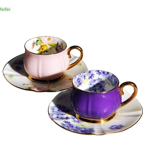 Italian Concentrated Hand Flushing Restaurant Filtration Coffee Cup Medium-Grade Bone Porcelain Couple Pink and Purple Set Gift