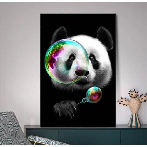 Cute Panda Canvas Art Posters and Prints Animals Canvas Paintings Wall Art Cartoon Pictures for Kids Room Decoration Cuadros