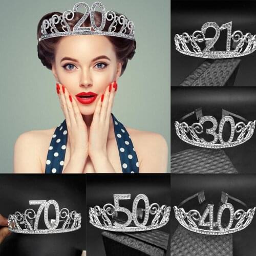 HOT SALES!!! Women Hollow Rhinestone Inlaid Number Tiara Birthday Party Crown Decoration Wholesale Dropshipping New Arrrival