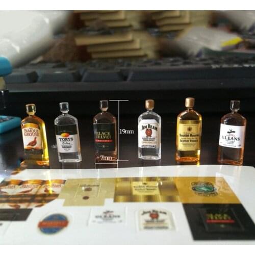 6Pcs 1/12 Dollhouse Miniature Accessories Mini Resin Whiskey Wine Bottle Simulation Furniture Model Toys for Doll House Decor