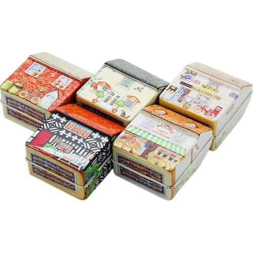 New Mini Metal Box Empty Tin Storage Box Tinplate Dream House Tin Metal Container Small Storage Box Kids Gift