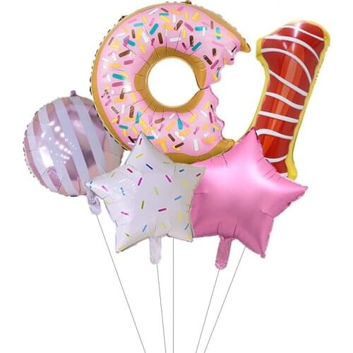 New Candy Donut Digital Set 32-inch Digital Aluminum Foil Balloons Birthday Party Decoration Balloon Set