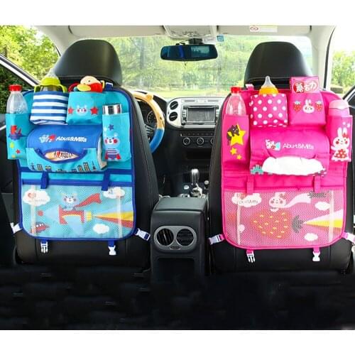 Car Seat Back Organizer Cartoon Auto Organizer Kids Stowing Tidying Cute Car Organizer Snacks Baby Feeding Bottle Storage Bag