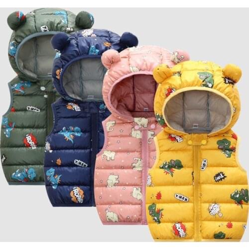 2021 Autumn Winter Newborn Warm Down Vest Baby Waistcoat Kids Outerwear Children Clothing Boys Girls Hooded Coat Jackets Vest