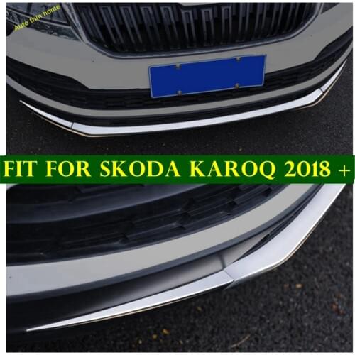 Front Grill Bottom Bumper Strip Molding Anti-chafing Stripes Panel Protection Kit Cover Trim Fit For Skoda Karoq 2018 2019 2020